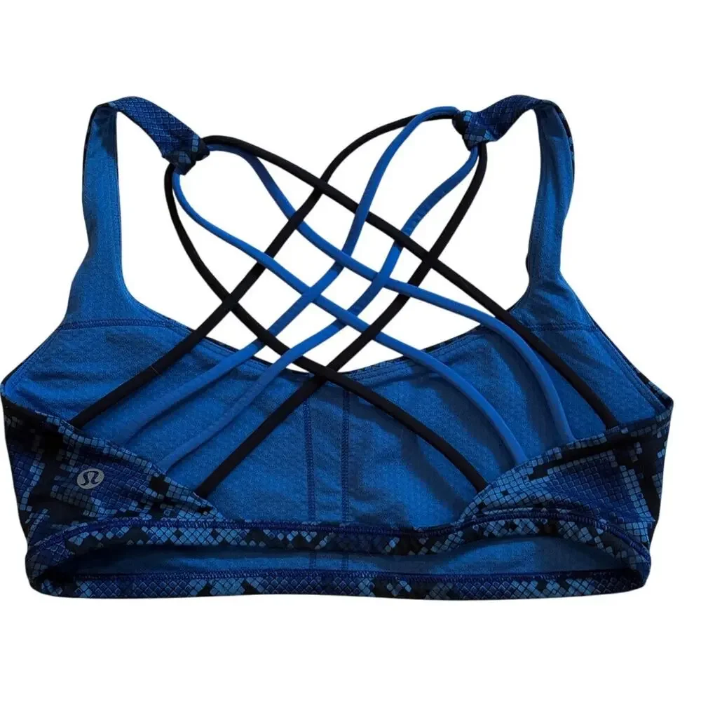 Lululemon Bra Free To Be Wild Womens 6 Sz Blue Mini Ziggy Snake Skin A/B NO Pads